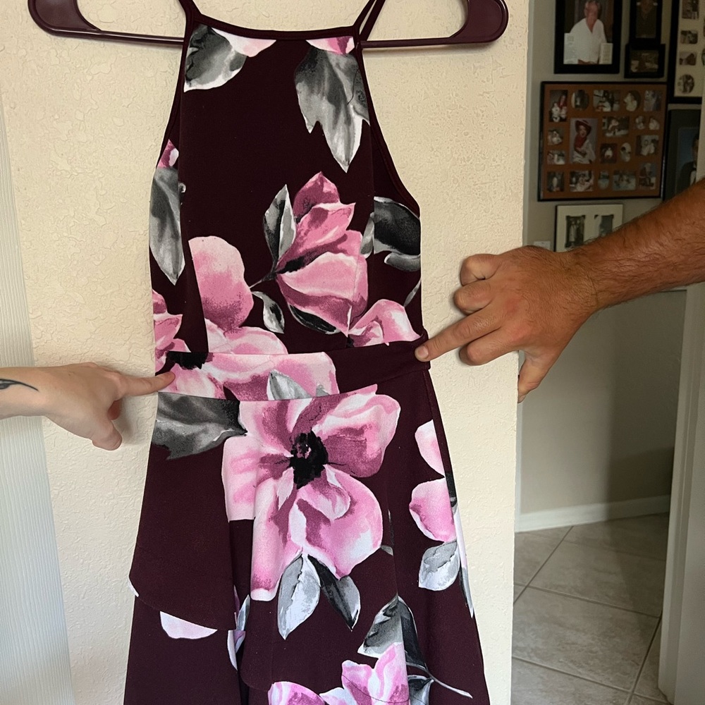 Speechless Burgundy floral Sleeveless Short Dress XS